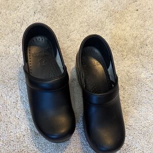 Dansko Kids Black Leather Clogs